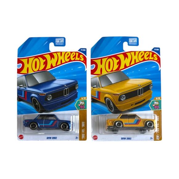 Hot Wheels Other - Hot Wheels BMW 2002 Blue & Yellow HW ’70s vs ’90s Lot (2 Cars)